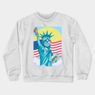 4th Of July Pizza Lover Liberty Statue National Pizza Day 2023 Crewneck Sweatshirt